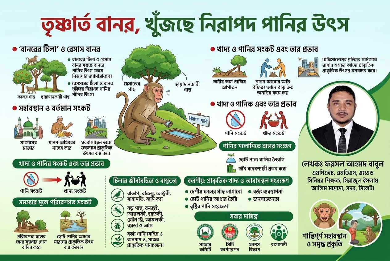 তৃষ্ণার্ত বানর, খুঁজছে নিরাপদ পানির উৎস : ফয়সল আহমদ বাবুল